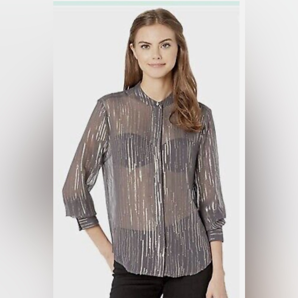 Equipment Femme Silk Grey Shimmery Shirt